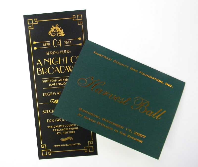Foil stamped cards produced by Rapid Press Stamford CT
